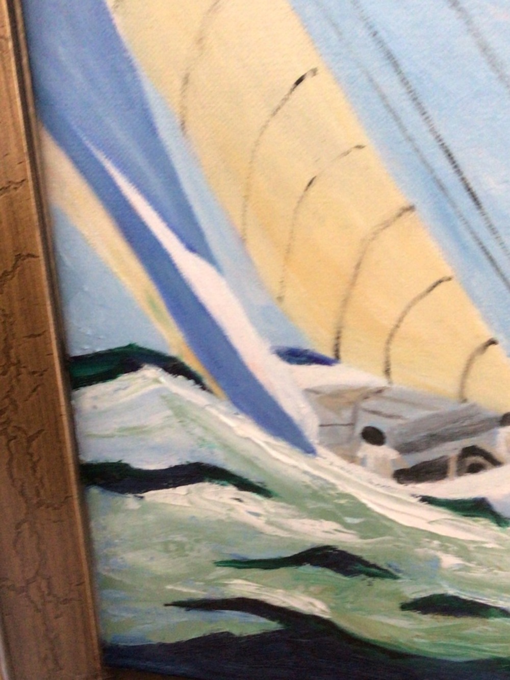 Original signed by local artist oil Framed Nautical Sailboat painting - Picture 6 of 11